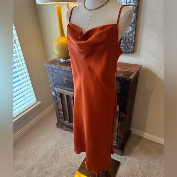 Bebe Satin Cowl Neck Slip Midi Dress - size M - Picture 4 of 7